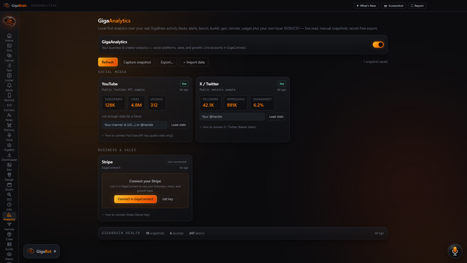 GigaAnalytics screenshot