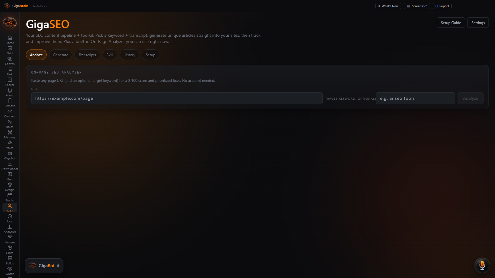 GigaSEO screenshot